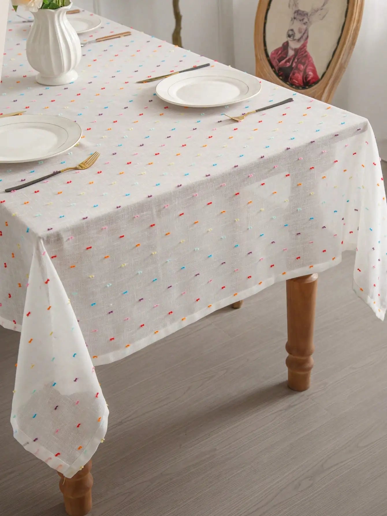 Color dot tablecloth French light luxury snow dot yarn living room polyester coffee  For Living Room And Dining Table Decoration