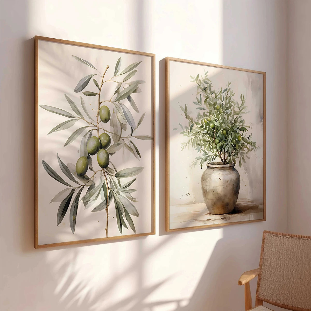Vintage Watercolor Olive Branch Print Poster